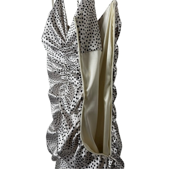 Vtg Jessica McClintock Polkadot Mini Dress Size 4 Formal Ruched Halter 90s Y2K - Picture 6 of 10